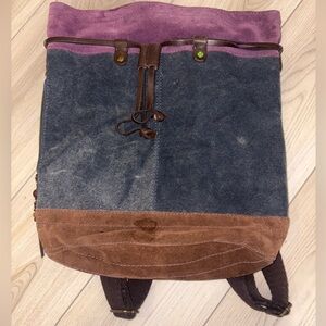 Lucky Brand Purple and Blue Backpack with Leather Accents